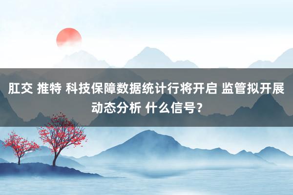 肛交 推特 科技保障数据统计行将开启 监管拟开展动态分析 什么信号?