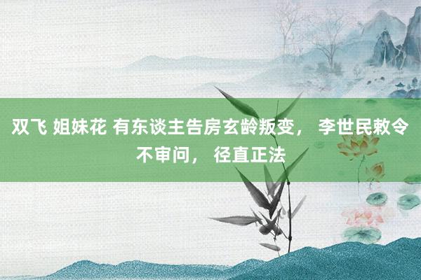 双飞 姐妹花 有东谈主告房玄龄叛变, 李世民敕令不审问, 径直正法