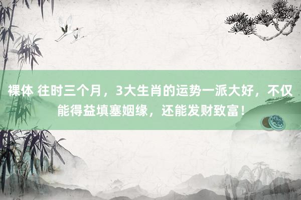 裸体 往时三个月,3大生肖的运势一派大好,不仅能得益填塞姻缘,还能发财致富!