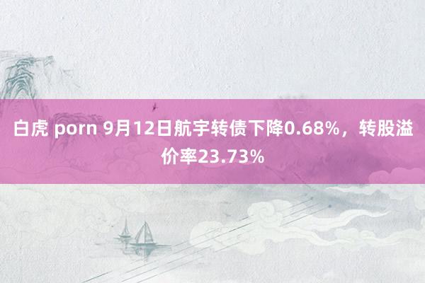 白虎 porn 9月12日航宇转债下降0.68%,转股溢价率23.73%