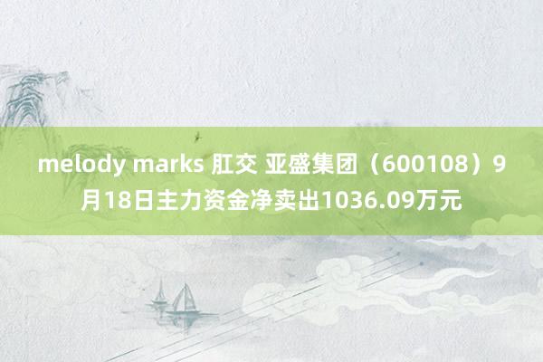 melody marks 肛交 亚盛集团(600108)9月18日主力资金净卖出1036.09万元