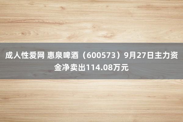 成人性爱网 惠泉啤酒(600573)9月27日主力资金净卖出114.08万元
