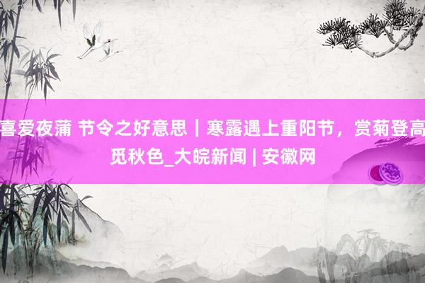 喜爱夜蒲 节令之好意思|寒露遇上重阳节,赏菊登高觅秋色_大皖新闻 | 安徽网