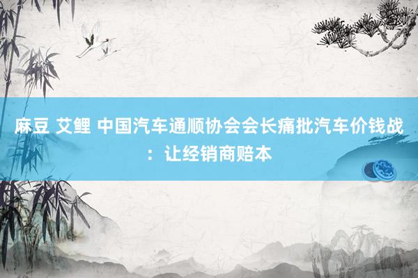 麻豆 艾鲤 中国汽车通顺协会会长痛批汽车价钱战:让经销商赔本