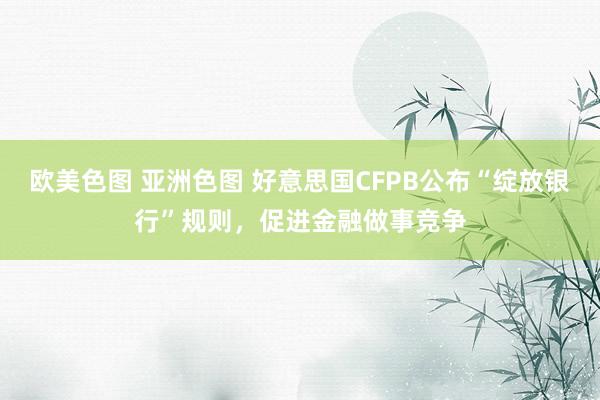 欧美色图 亚洲色图 好意思国CFPB公布“绽放银行”规则,促进金融做事竞争