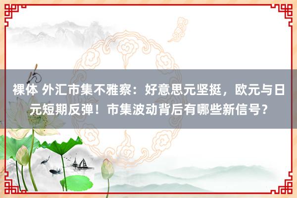 裸体 外汇市集不雅察:好意思元坚挺,欧元与日元短期反弹!市集波动背后有哪些新信号?