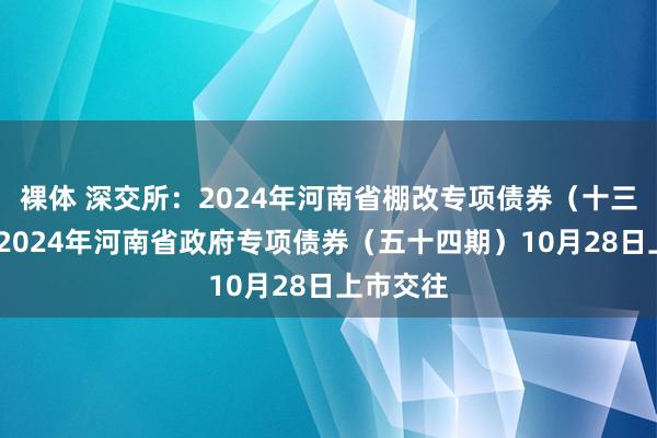 裸体 深交所:2024年河南省棚改专项债券(十三期)——2024年河南省政府专项债券(五十四期)10月28日上市交往