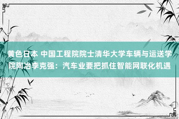 黄色日本 中国工程院院士清华大学车辆与运送学院陶冶李克强：汽车业要把抓住智能网联化机遇