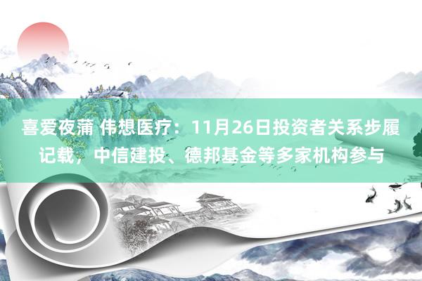 喜爱夜蒲 伟想医疗:11月26日投资者关系步履记载,中信建投、德邦基金等多家机构参与