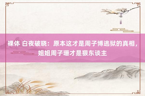 裸体 白夜破晓:原本这才是周子博逃狱的真相,姐姐周子珊才是狠东谈主