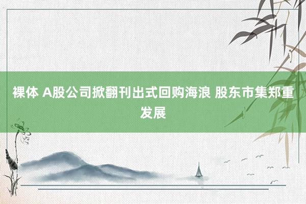 裸体 A股公司掀翻刊出式回购海浪 股东市集郑重发展