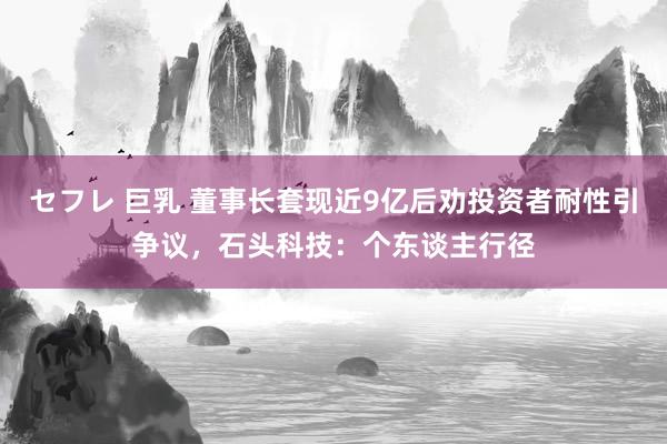 セフレ 巨乳 董事长套现近9亿后劝投资者耐性引争议,石头科技:个东谈主行径