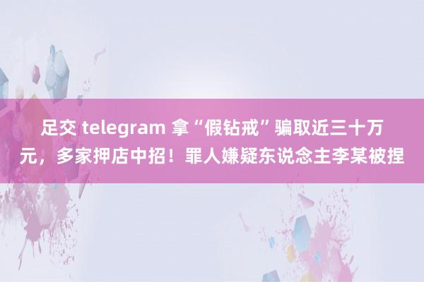 足交 telegram 拿“假钻戒”骗取近三十万元，多家押店中招！罪人嫌疑东说念主李某被捏