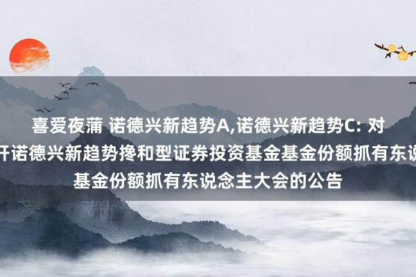 喜爱夜蒲 诺德兴新趋势A,诺德兴新趋势C: 对于以通信形态召开诺德兴新趋势搀和型证券投资基金基金份额抓有东说念主大会的公告
