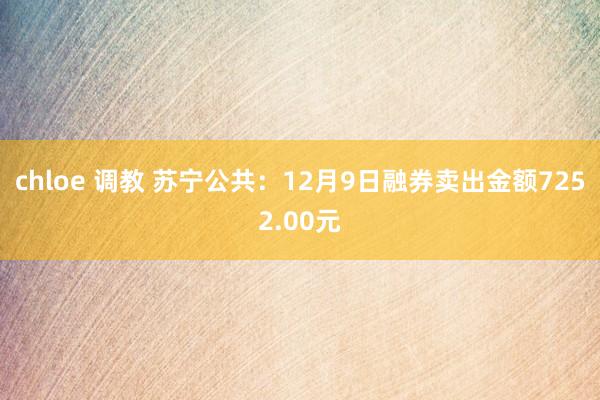 chloe 调教 苏宁公共:12月9日融券卖出金额7252.00元