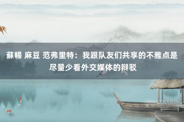 蘇暢 麻豆 范弗里特：我跟队友们共享的不雅点是 尽量少看外交媒体的辩驳