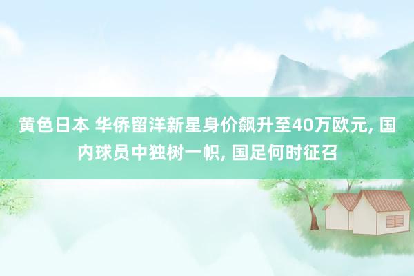 黄色日本 华侨留洋新星身价飙升至40万欧元, 国内球员中独树一帜, 国足何时征召