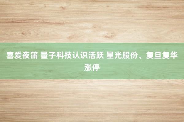 喜爱夜蒲 量子科技认识活跃 星光股份、复旦复华涨停