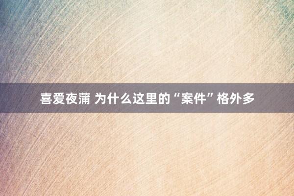 喜爱夜蒲 为什么这里的“案件”格外多