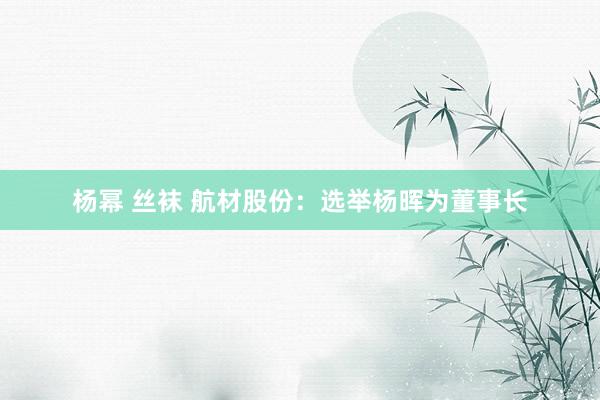 杨幂 丝袜 航材股份：选举杨晖为董事长