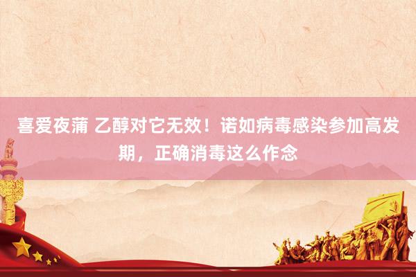 喜爱夜蒲 乙醇对它无效!诺如病毒感染参加高发期,正确消毒这么作念