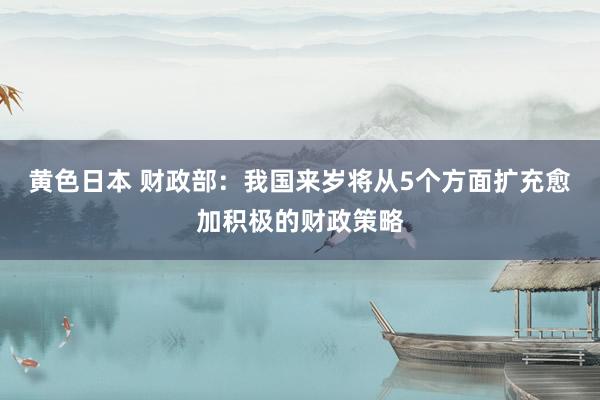 黄色日本 财政部:我国来岁将从5个方面扩充愈加积极的财政策略