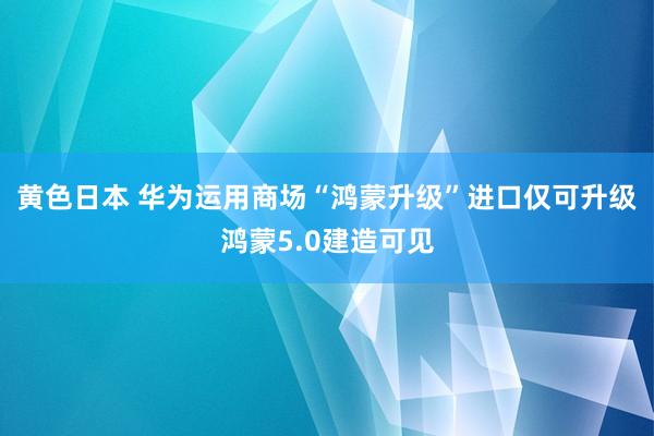 黄色日本 华为运用商场“鸿蒙升级”进口仅可升级鸿蒙5.0建造可见
