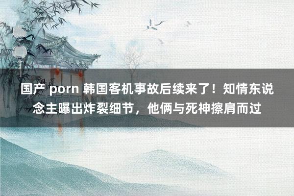 国产 porn 韩国客机事故后续来了！知情东说念主曝出炸裂细节，他俩与死神擦肩而过