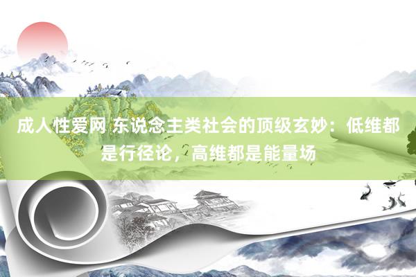成人性爱网 东说念主类社会的顶级玄妙:低维都是行径论,高维都是能量场