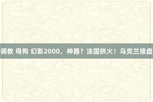 调教 母狗 幻影2000,神器?法国拱火!乌克兰接盘