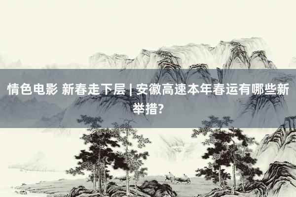 情色电影 新春走下层 | 安徽高速本年春运有哪些新举措?
