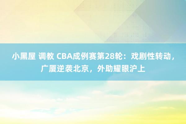小黑屋 调教 CBA成例赛第28轮:戏剧性转动,广厦逆袭北京,外助耀眼沪上