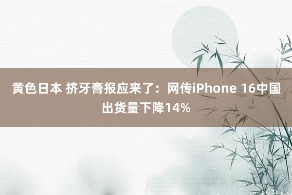 黄色日本 挤牙膏报应来了:网传iPhone 16中国出货量下降14%