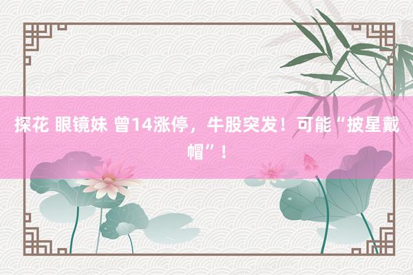 探花 眼镜妹 曾14涨停，牛股突发！可能“披星戴帽”！