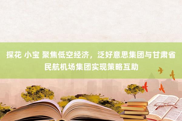 探花 小宝 聚焦低空经济,泛好意思集团与甘肃省民航机场集团实现策略互助