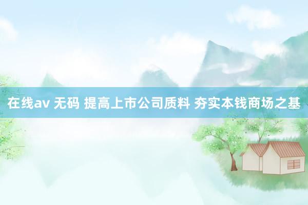 在线av 无码 提高上市公司质料 夯实本钱商场之基