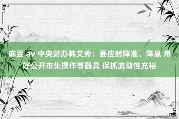 麻豆 av 中央财办韩文秀:要应时降准、降息 用好公开市集操作等器具 保抓流动性充裕