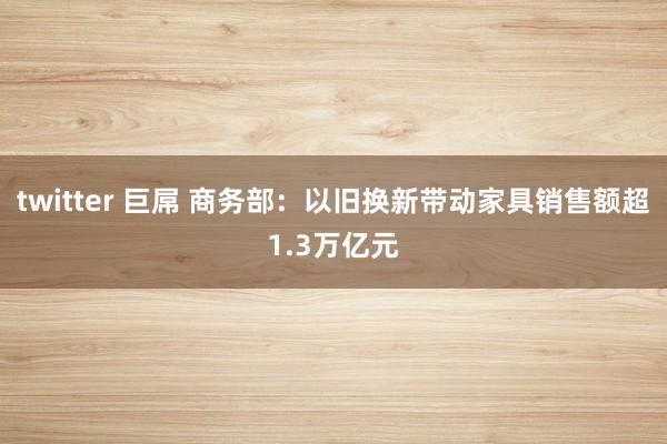 twitter 巨屌 商务部:以旧换新带动家具销售额超1.3万亿元