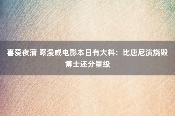 喜爱夜蒲 曝漫威电影本日有大料：比唐尼演烧毁博士还分量级
