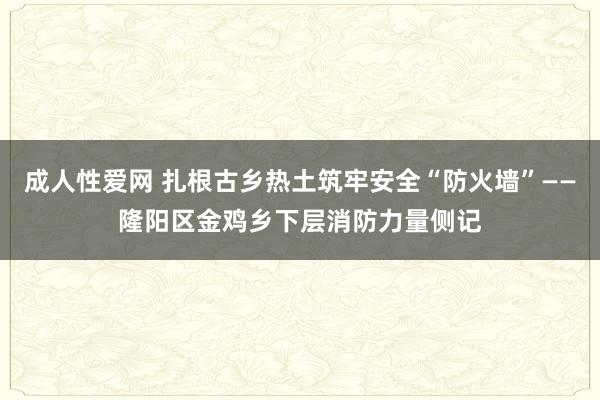 成人性爱网 扎根古乡热土筑牢安全“防火墙”——隆阳区金鸡乡下层消防力量侧记