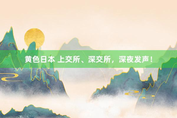 黄色日本 上交所、深交所，深夜发声！