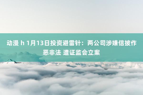 动漫 h 1月13日投资避雷针：两公司涉嫌信披作恶非法 遭证监会立案