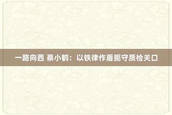 一路向西 蔡小鹤：以铁律作盾扼守质检关口