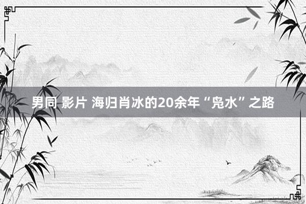 男同 影片 海归肖冰的20余年“凫水”之路