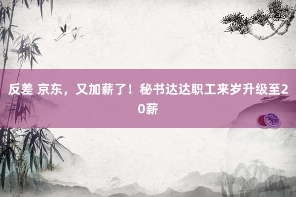 反差 京东，又加薪了！秘书达达职工来岁升级至20薪