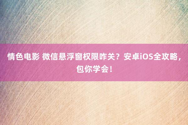 情色电影 微信悬浮窗权限咋关?安卓iOS全攻略,包你学会!