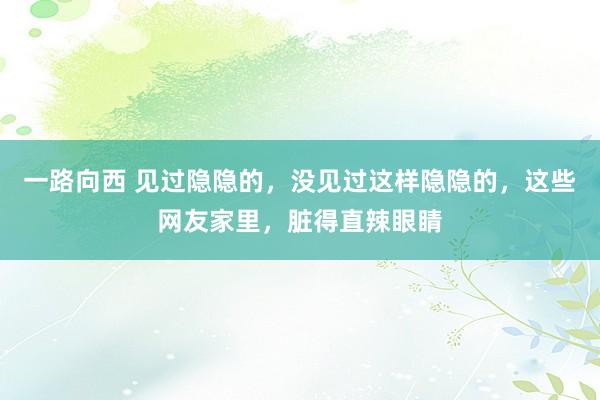 一路向西 见过隐隐的,没见过这样隐隐的,这些网友家里,脏得直辣眼睛