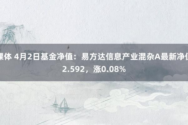 裸体 4月2日基金净值:易方达信息产业混杂A最新净值2.592,涨0.08%