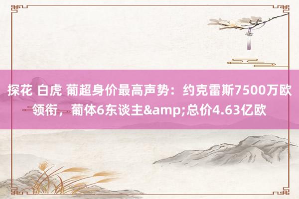 探花 白虎 葡超身价最高声势:约克雷斯7500万欧领衔,葡体6东谈主&总价4.63亿欧