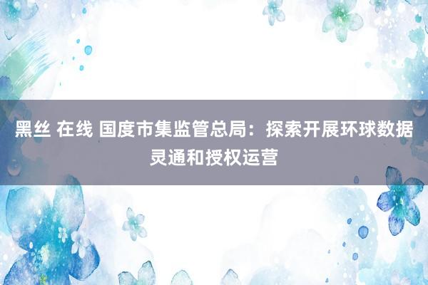 黑丝 在线 国度市集监管总局：探索开展环球数据灵通和授权运营